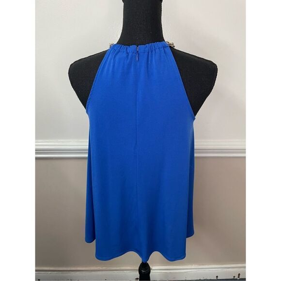 Michael Kors Blue Tank Top with Gold Chain Size X-Small - Picture 3 of 8